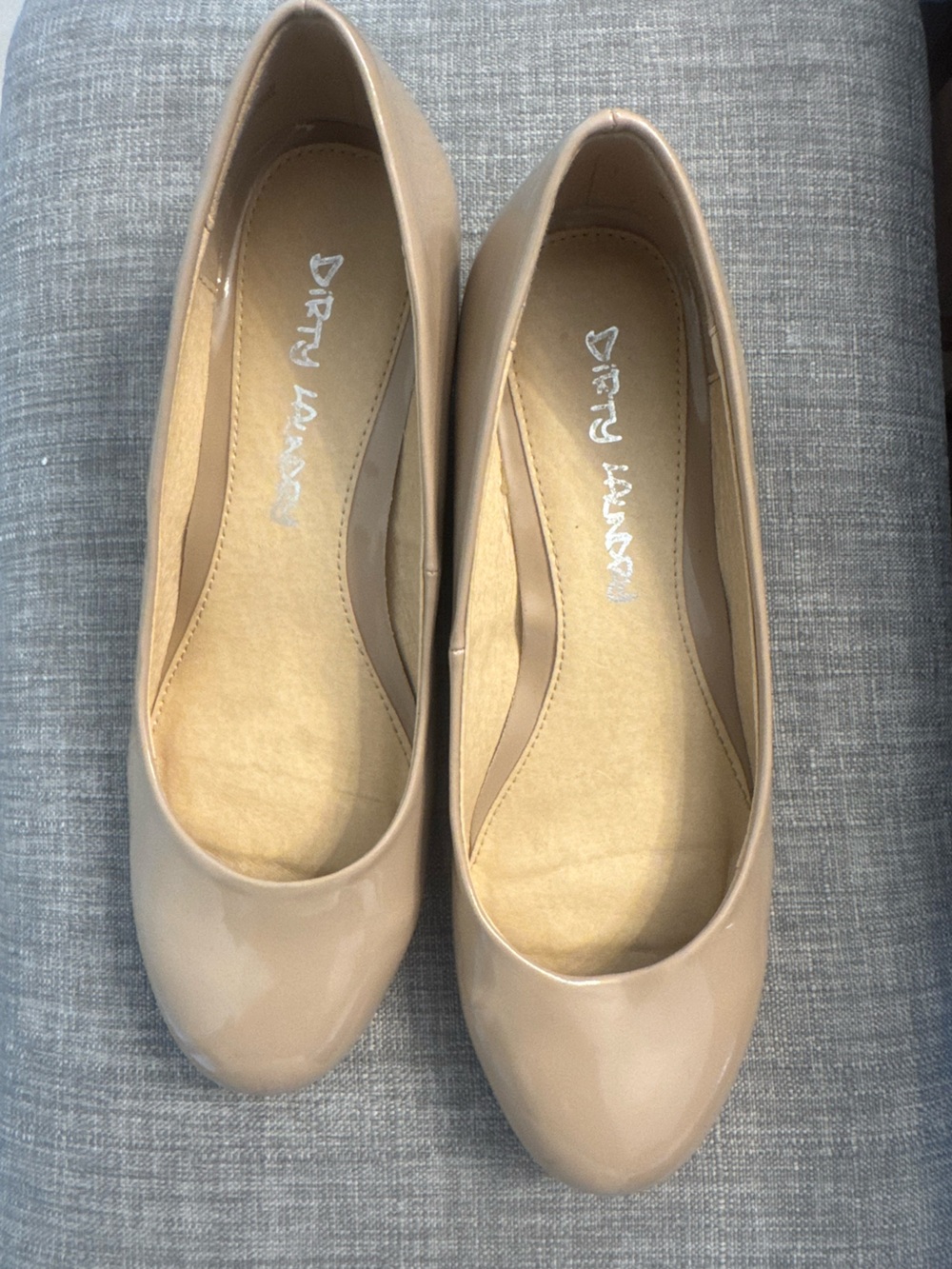 Dirty Laundry Nude Patent Leather Ballet wedges